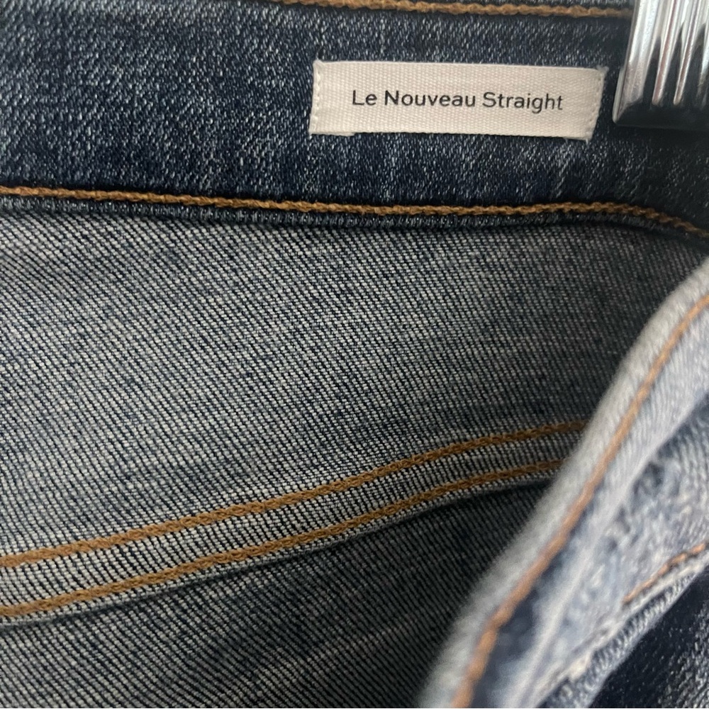 Frame Denim Blue Le Nouveau Straight Cropped Ankle Jeans with Split Hem - Picture 7 of 13